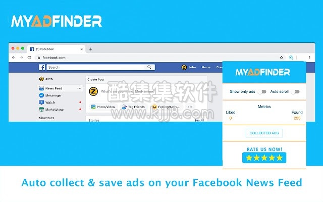 My Ad Finder 允许从facebook新闻源自动收集、保存和搜索趋势广告