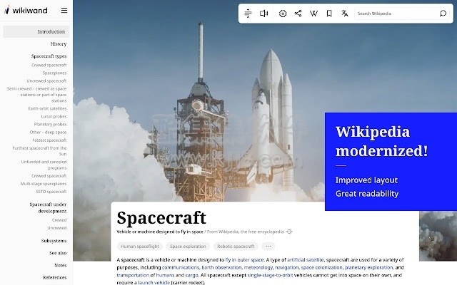 Chrome插件：wikiwand 能够改变维基百科条目界面的工具