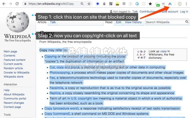 Chrome插件：simple Allow Copy 解除网页不允许复制