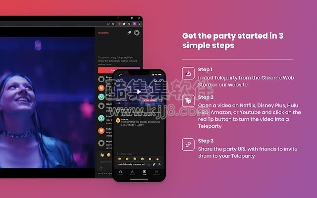 Chrome插件：netflix Party Is Now Teleparty 与朋友一起同步看视频