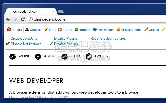 谷歌浏览器插件 Web Developer 带有各种web开发工具的插件